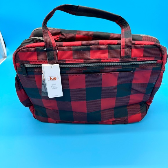 LUG Puddle Jumper PJ Duffel Travel carry on work Bag Red Buffalo Plaid RFID - Picture 2 of 10